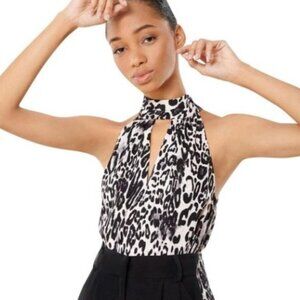 Milly Leopard Emma Tie Neck Blouse NWOT